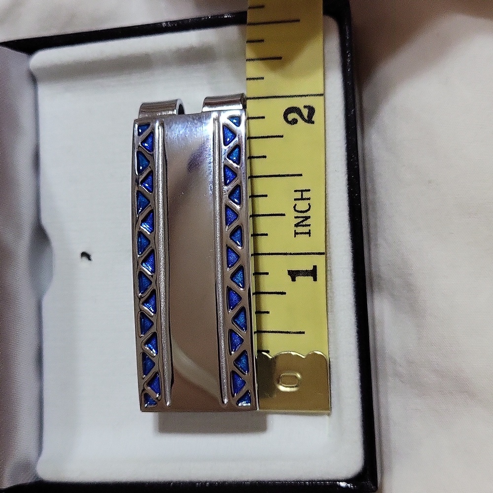 Colibri money clip, 2", silver and blue